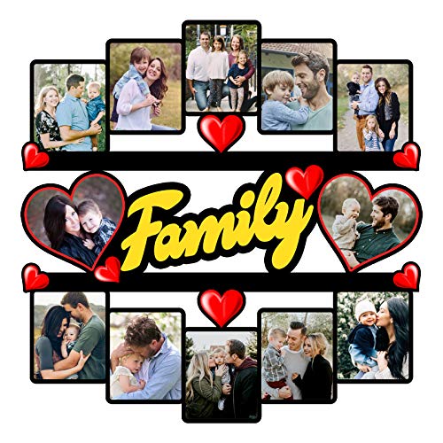 Image of Customized Family Photo Frames Collage - Personalized Name Photo Frames with Photo for Gift and Home Decor (Size: 16 x 16 Inch)