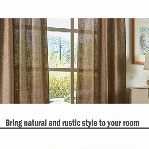 Valea Home Soft Burlap Natural Tan Rod Pocket Window Curtain Panels For Living Room, 37 Inches X 63 Inches, 1 Panel #TOP1