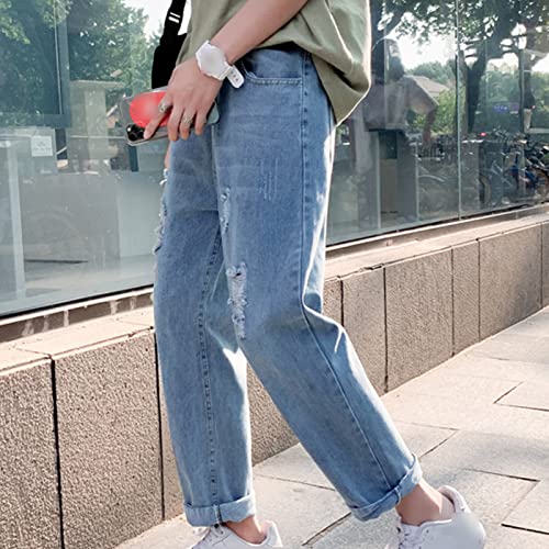 Maiyifu-GJ Ripped Distressed Jeans for Men Slim Fit Straight Leg Crop Denim Pants Destroyed Regular Fit Casual Jean Trousers4