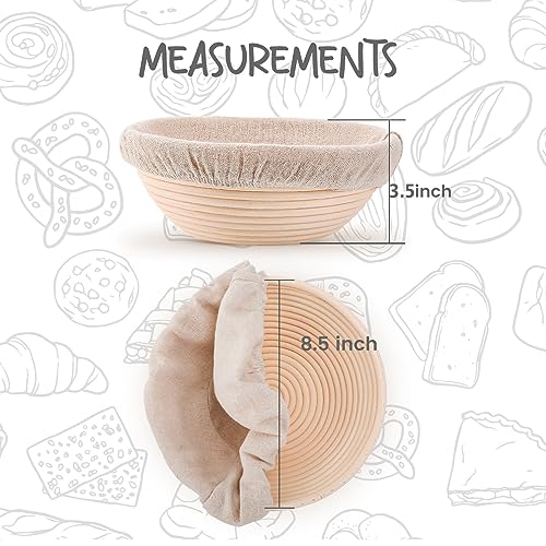 image for DOYOLLA Bread Proofing Baskets Set of 2 8.5 inch Round Dough Proofing 