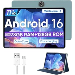 WXUNJA Tablet Android 15, tabletas de 11 pulgadas con procesador Octa Core, 12 GB RAM 128 GB ROM 1 TB de expansión, Widevine L1, batería de 8000 mAh, WiFi Dual 2.4/5 Ghz/GPS/FM, cámaras de 5/8 MP