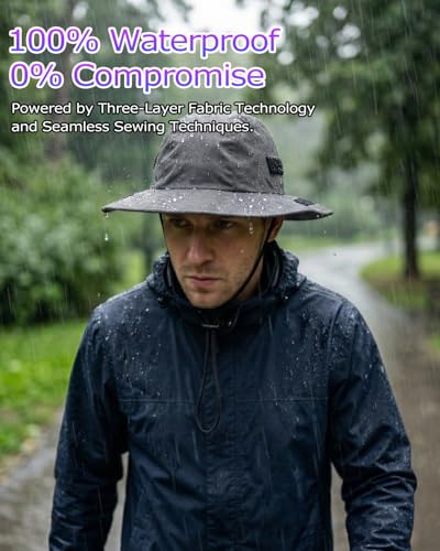 Image of Zylioo XXL XL Waterproof Sun Hat for Big Heads Men Women, Wide Brim Boonie Hat, Large Head Outdoor Rain Hat Safari