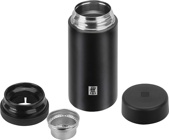 Zwilling Thermo Çay Demlikli Matara, Paslanmaz Çelik, Siyah, 420 ml