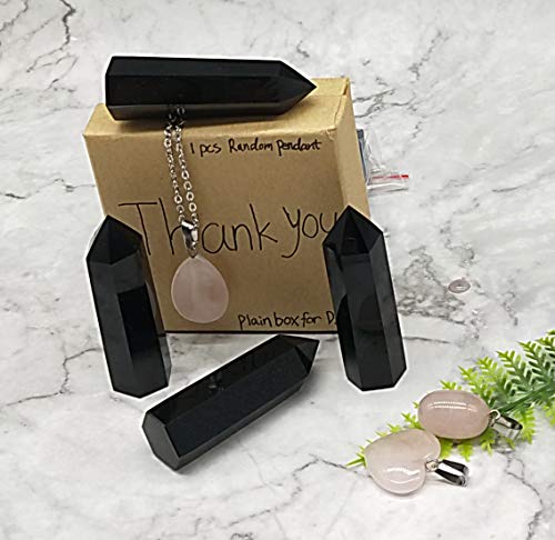 Luckeeper Healing Crystal Wands | 2" Black Obsidian| 6 Faceted Reiki Chakra Meditation Therapy 4 Pcs #TOP2