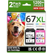 67XL Ink Cartridges Black Color Combo Pack Compatible for HP Ink 67 for HP 67 Ink Cartridges Black Color Combo Pack Fit for DeskJet 2855e 2755e 2700 2700e 2800e 2734e 4100e Envy 6055e 6400 Printer