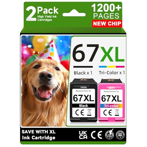 67XL Ink Cartridges Black Color Combo Pack Compatible for HP Ink 67 for HP 67 Ink Cartridges Black Color Combo Pack Fit for DeskJet 2855e 2755e 2700 2700e 2800e 2734e 4100e Envy 6055e 6400 Printer
