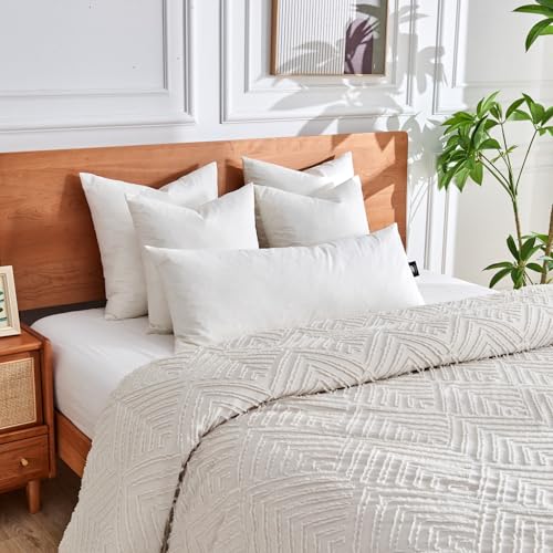 Image of TOPGREEN Organic Feathers Down Lumbar Pillow Insert 14x36, White | 100% Organic and Double-Layer Down-Proof Cotton Cover, Ethical-Sourced Feather Down Filling, Soft Yet Supportive