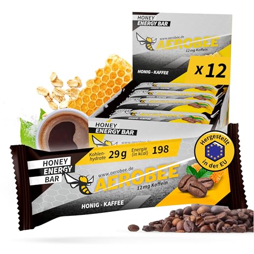 AEROBEE - AEROBEE Energieriegel - Einzigartiger Powerriegel aus Honig & Kaffee (12mg Koffein) 12x50g - Haferriegel ohne Zucker idealer Ausdauer- & Energieriegel, Wandernahrung oder Riegel fürs Büro