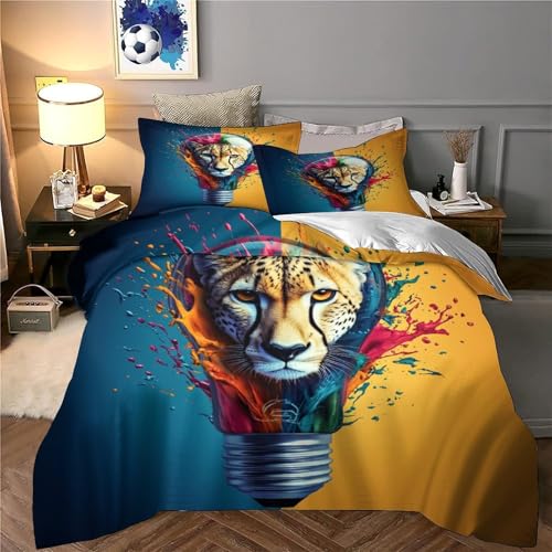 Linge de lit guépard 3D en microfibre micro-aérée haute densité Super King