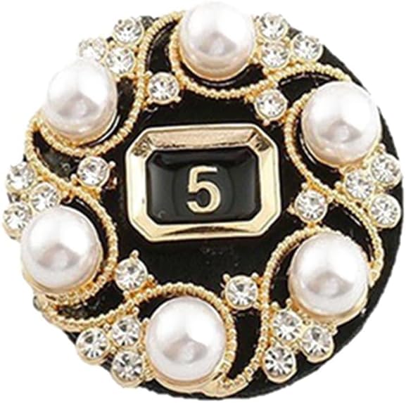 Number 5 Vintage Pearl Brooch Pins for Women Ladies Unique Art Lucky Number Five Lapel Pin Corsage for Wedding Banquet Suit Dress Clothing Decor Accessory Fashion Statement Jewelry