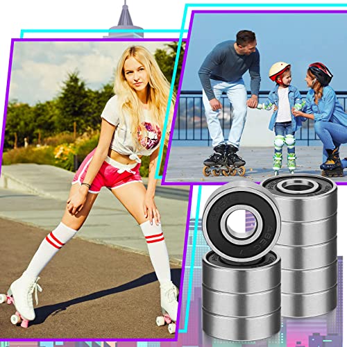 30 Pieces Skateboard Bearings Ball Bearing Deep Groove Ball Bearing Double Rubber Bearings Sealed Bearing For Skateboards, Inline Skate, Roller Blade Skates, 8 Mm X 22 Mm X 7 Mm (608Rs) #TOP5