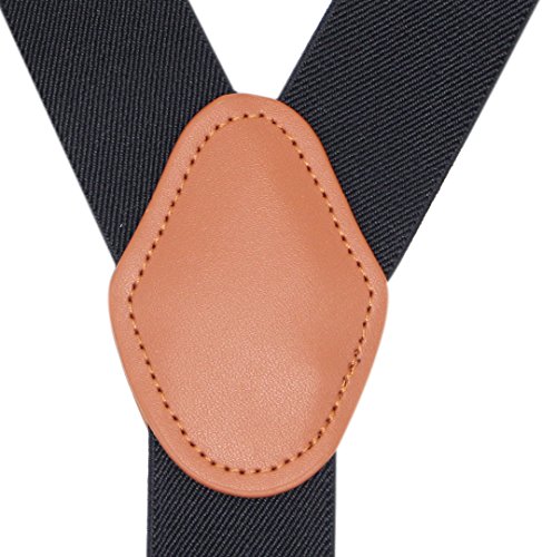 Bioterti Men’s Y-Shaped Heavy Duty Suspenders – 6 Metal Clips, Elastic Straps (Black)