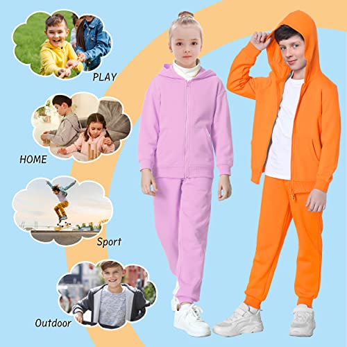 Americloud Kids Zip Up Hoodie Soft Brushed Fleece Hooded Sweatshirt Zipper Hoodies With Pockets Sport Jacket For Boys And Girls 3-12 Years (Orange-L) #TOP4