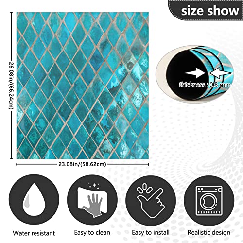 Turquoise Ceramic Mosaic Dishwasher Magnet Cover Moroccan Pattern Green Teal Magnetic Sticker Dish Washer Door Panel Cover Fridge Appliance Magnet Decal Sheet Kitchen Decor 23X26 Inch #TOP2