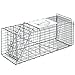 Outsunny Trampa para Animales Vivos Plegable 66x24x30,5 cm Jaula de Captura de Alambre con Puerta y Asa para Conejos Ratas Roedores Plata