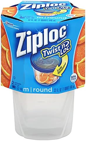 Ziploc Twist 'n Loc Containers for Food, Travel, and Organization, Dishwasher Safe, Medium Round, Pack of 2 image 3