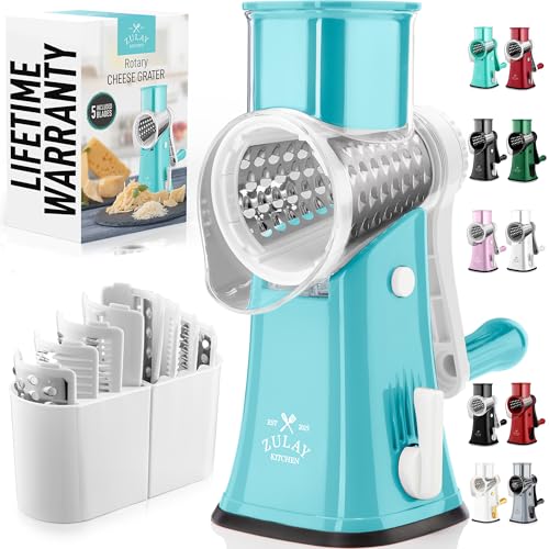 Zulay Kitchen Rotary Cheese Grater with 5 blades