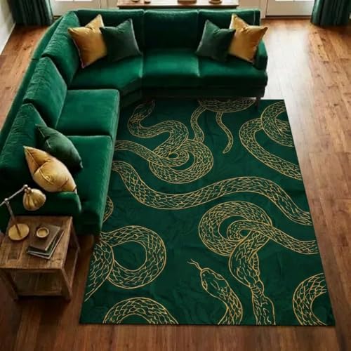 Tapete decorativo verde y dorado 5x7 pies miniatura 1