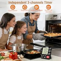 FCXJTU Digitaler Dual-Dreifach-Küchentimer, 3-K, magnetischer Countdown-Timer zum Kochen, großes Display, Stoppuhr, Multi-Food-Klassenzimmer-Timer, lauter Alarm für Senioren, Lehrer, Batterie im – Ansicht 2