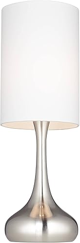 Miniatura 5 de 360 Lighting Lámpara de mesa industrial moderna en forma de gota, de 24.5 pulgadas, níquel cepillado de alto, metal, plata, metal, tela blanca,