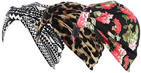 Chemo Headwear Elastic Turbans for Women Long Hair Head Scarf Headwraps Cancer Printing Hat
