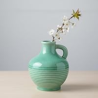 Vista 38 de Sunddo Florero rústico de cerámica con 2 asas, florero de granja texturizado, jarrones decorativos modernos blancos, sala de estar, estante, repisa