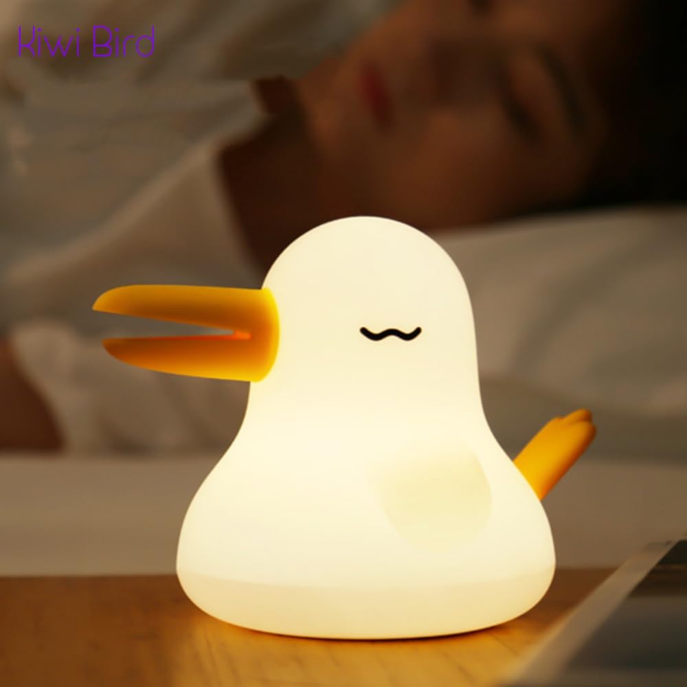 Kiwi Bird Kids Night Light,Cute Animal Soft Silicone Switch LED Warm Lamp,USB Rechargeable Kawaii Nursery Bedside Bedroom Table Decor, ABS+PC Bedside Lamp,Best Birthday Christmas Gift for Kid Girl Boy