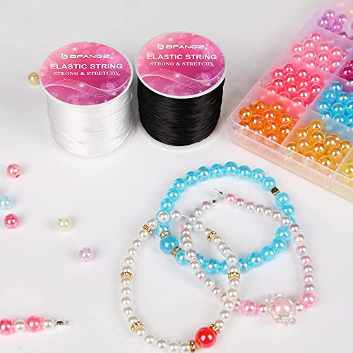 Elastic Cord Rope For Bracelet Necklace Jewelry Crafts Bead Making,Black And Clear Elastic Rope Stretch String Cord For Making, 1Mm Flat Wire,About 120M,With 2Pcs Beaded Needles And Scissors. #TOP6