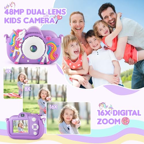 Kids Camera Toddler Toys for 3 4 5 6 7 8 Years Old Girls, 48MP HD Dual Lens Selfie Camera for Kids, 1080P HD Video Kids Digital Camera for Age 3-9 Christmas Birthday Gifts with 32G SD Card - image 4