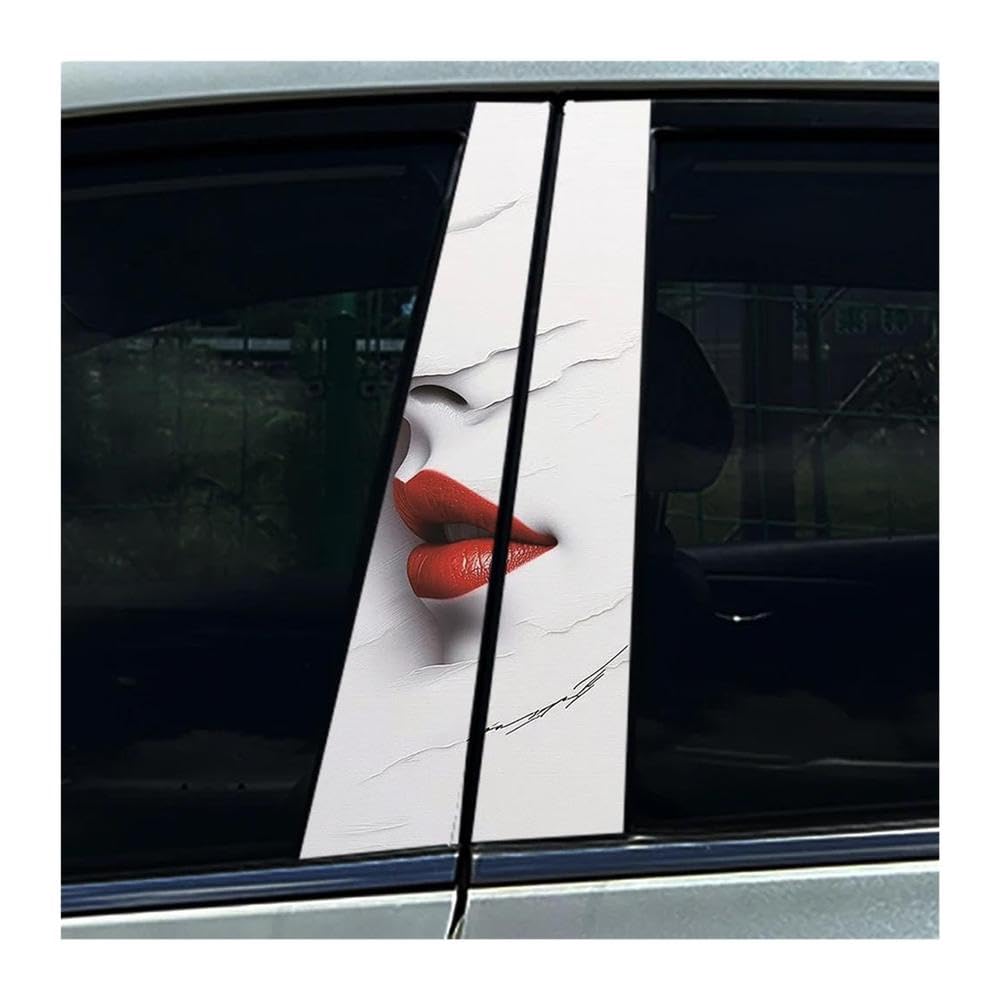 Body Parts 2PCS Car Center Column Waterproof Decals Beauty Art Creative Auto B-Pillar Stickers(H)