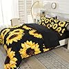 Wowelife Sunflower Bedding Set Twin, 5 Piece Sunflower Comforter Bed Sets, Yellow Black Floral Teen Girl Bedding Set Kid Bedroom Set with Comforter, Flat Sheet, Fitted Sheet and 2 Pillowcases #3