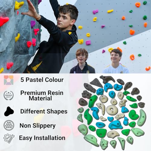 Image of White Tech 20 Pro Premium Resin Rock Climbing Holds Designed for Beginners Climbing Wall Bouldering Gym Holds | Pastel Colour Multisize Wall Grips Indoor /Outdoor