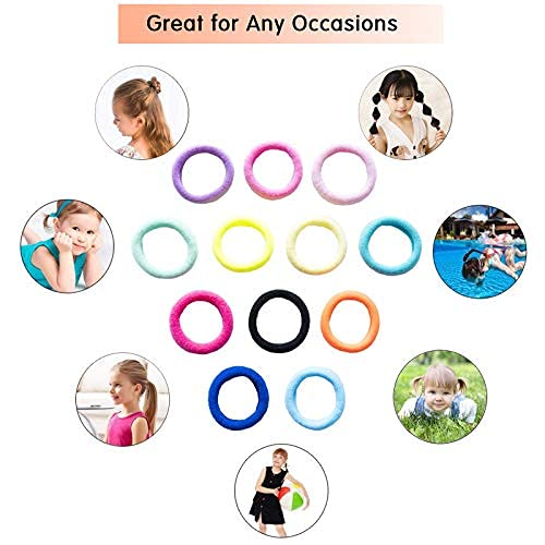 SYGY 100Pcs Baby Hair Ties for Girls, Cotton Toddlers Hair Ties for Kids, Small Seamless Hair Ties Hair Bands, Multicolor Elastic Hair Bands, Soft Hair Accessories Ponytail Holder - Thumbnail 4