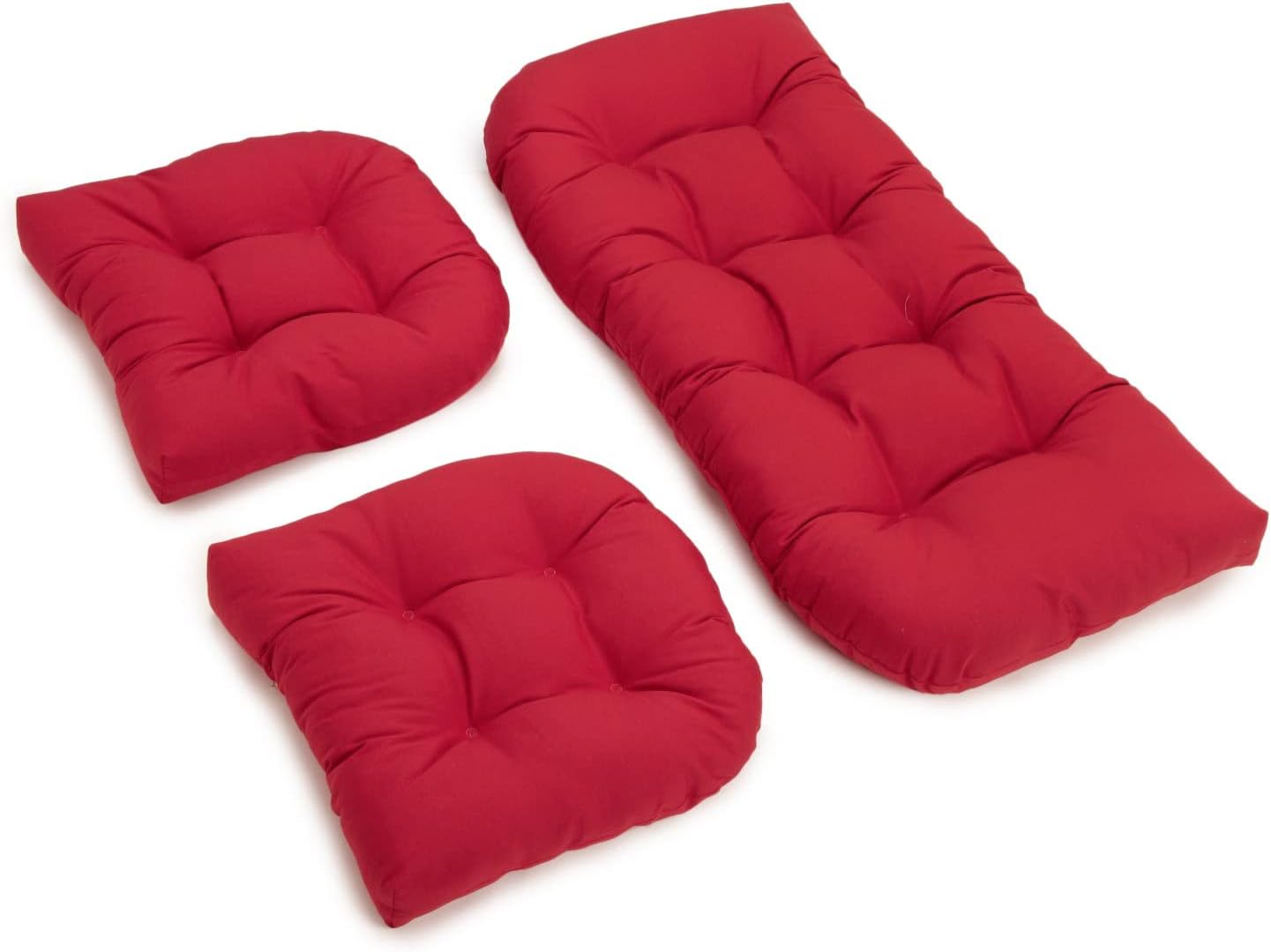 Blazing Needles U-Shaped Twill Settee Cushion Set, Ruby Red, 3 Count