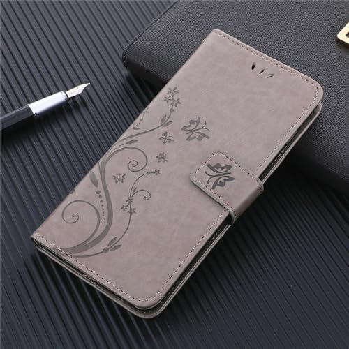 Étui portefeuille en cuir fin et support à rabat gris pour iPhone 6S Plus et 6 Plus