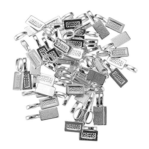 Housweety 50pcs Tag Glue on Bail 21x7mm (Silver Plated)