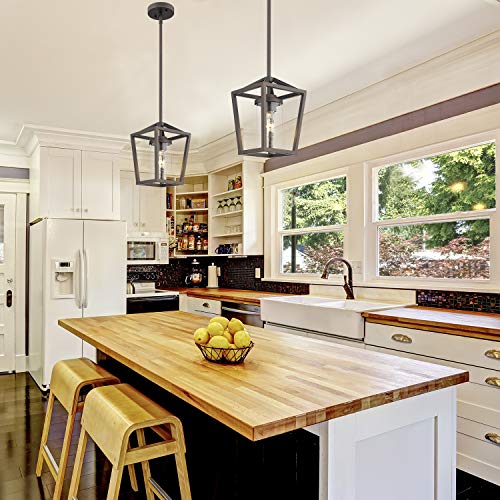 Emliviar Bronze Pendant Light For Kitchen Island, Vintage Mini Cage Pendant Light With Clear Glass Shade, P3033-M1L-R #TOP2