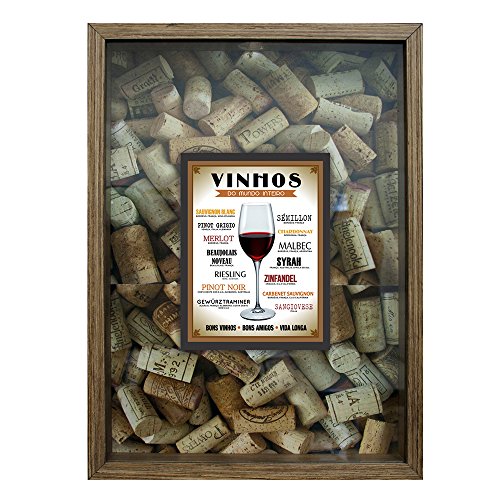 Quadro P Rolhas com Mini Vinhos do Mundo Kapos Natural 32X42