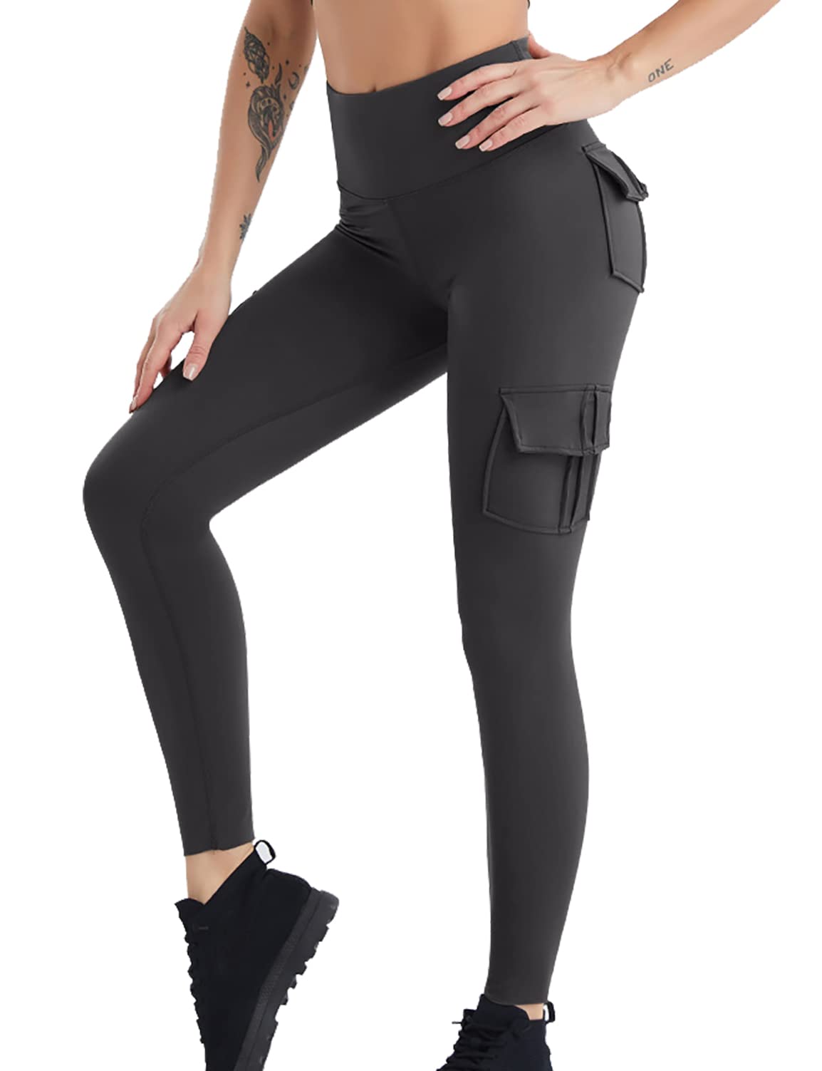 COMFY ONE Cargo Leggings with Pockets for Women High Waisted Elastic Yoga Lounge Pants