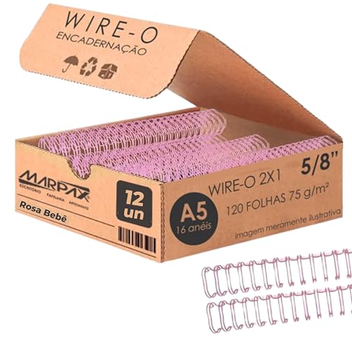 Wire-o para Encadernação 2x1 A5 Rosa Bebê 5/8 para 120 fls 36un