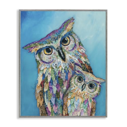 Pair Wise Owls Pattern Collage, 16 x 20 Inch Framed Giclée Print