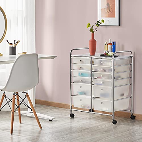 Yaheetech 12 Drawers Rolling Storage Cart Multipurpose