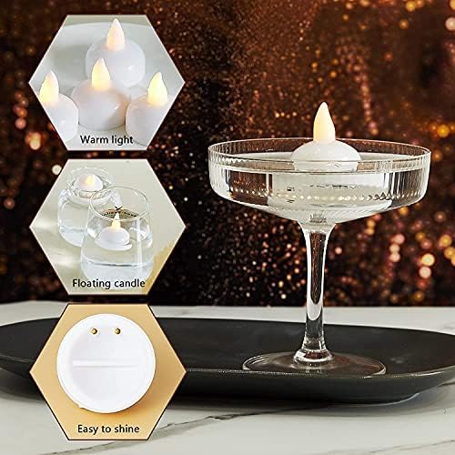 CUIFULI 12 Pack Waterproof Flameless Floating Tealights, Warm White Battery Flickering LED Tea Lights Easter Candles - Wedding, Party, Centerpiece, Pool & SPA