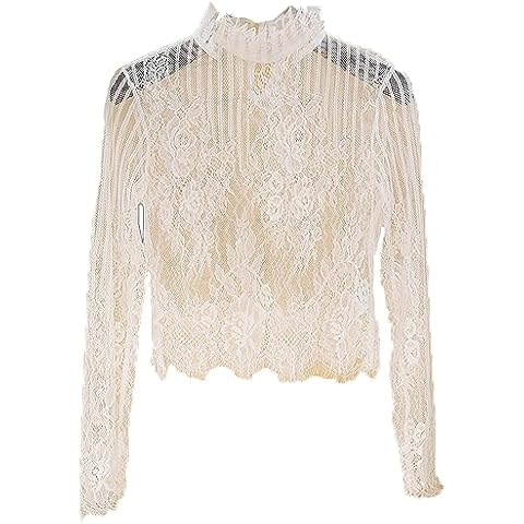 YEKEYI Lace Long Sleeve smock Detachable Fake Collar False Collar Half Blouse Dickey Collar Faux Collars Cover