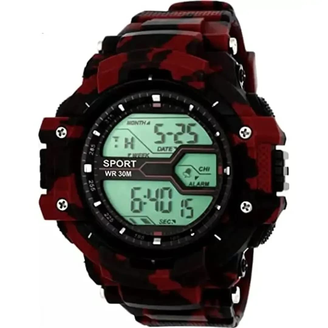 Multi Functional Sports Digital Dial Mens Watch Digital Watch Shockproof Automatic Army Strap Waterproof Digital Sports Watch for Mens Kids Watch for Boys Watch for Men (Army Red) (B0C2VM8LLD) Amazon Price History, Amazon Price Tracker