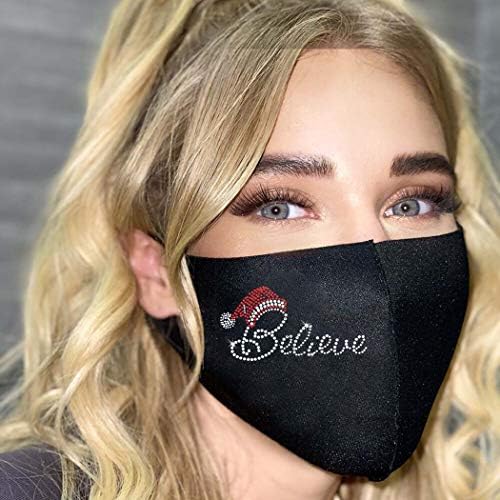 Salliy Rhinestone Mesh Mask Sparkly Crystal Halloween Masquerade Face Masks Glitter Face Covering Jewelry for Women and Girls (Believe)