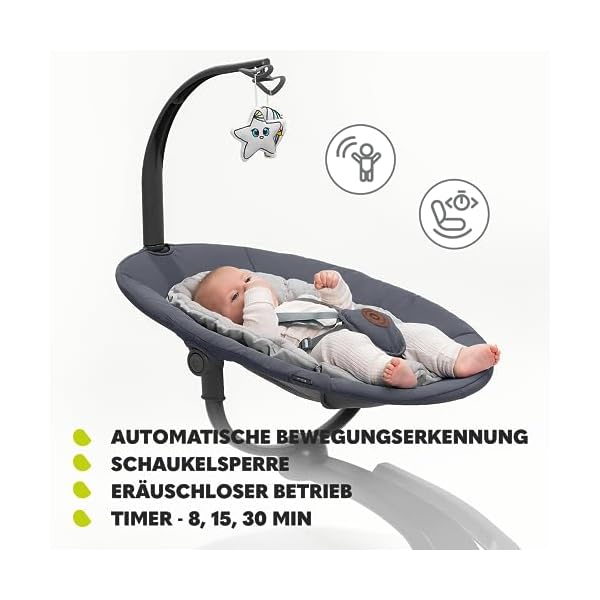 LIONELO Rina Babywippe und Liegestuhl 2in1, Fernbedienung, 360° drehbarer Sitz, zwei Schaukelrichtungen, 5 Schaukelgeschwindigkeiten, Sperrung, Rückenlehnenverstellung, Timer, 12 Melodien – Bild 6