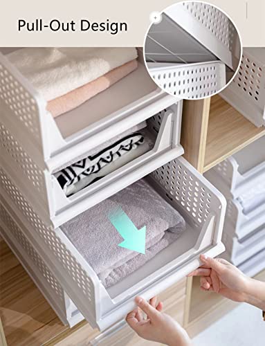 4-Pack Foldable Wardrobe Storage Box,Stackable Clothes Drawer Organizer,Closet Container Bin,Plastic Closet Organizer Basket,Collapsible Large Capacity Shelves Storage Bin For Office, Kitchen,Bedroom #TOP1
