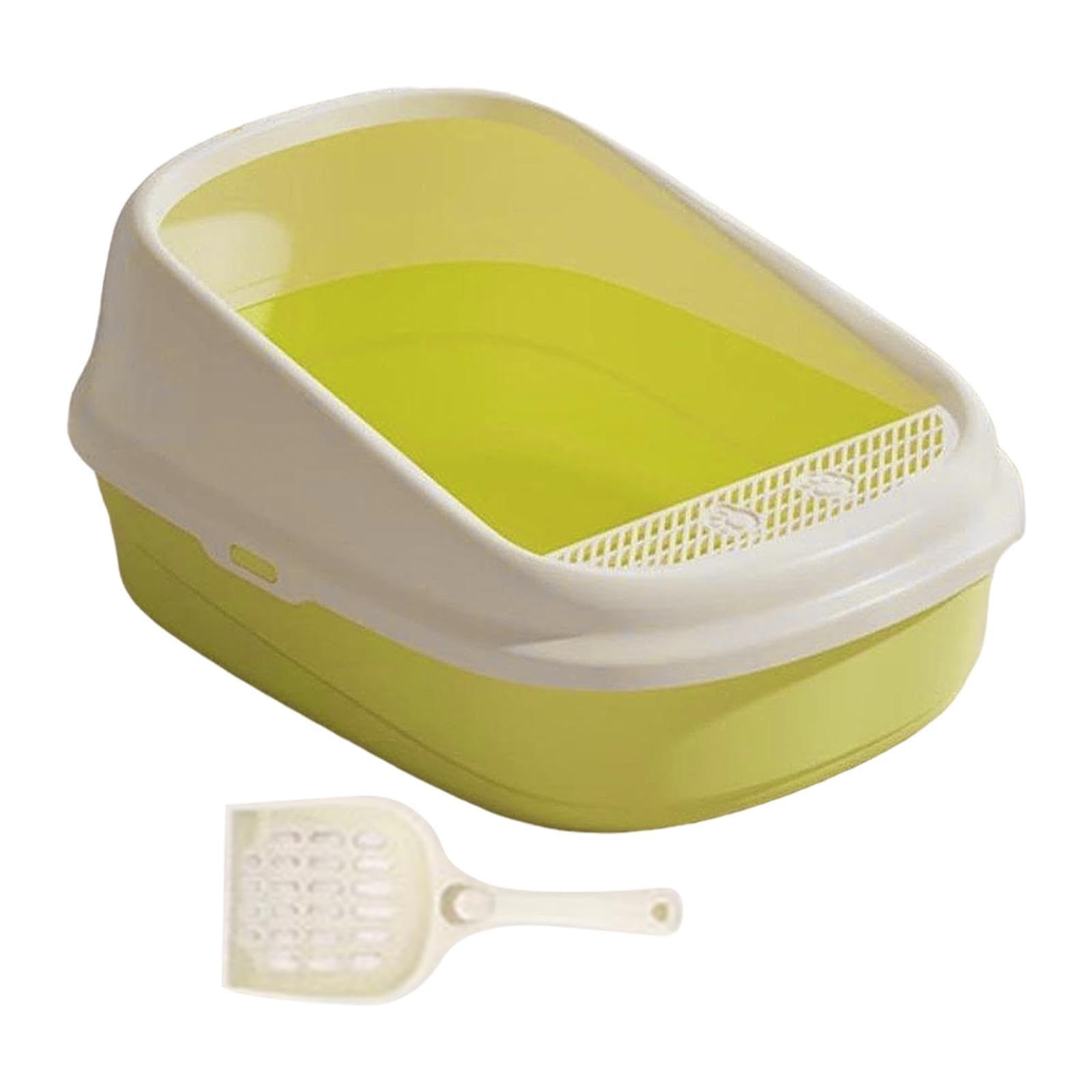 Katzenklo Halbgeschlossen Katzenstreu Box Katzen Toilette Katzenkiste Katzenwanne mit Trittschutzplatte Und Hoher Umrandung Glatte PP Fläche für Langl, XL Grün