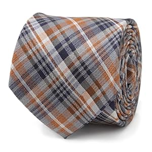 Ox & Bull Trading Company Gray Plaid Men’s Tie, Orange, One_Size
